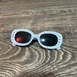 Dolls Kill White Rhinestone Sunglasses